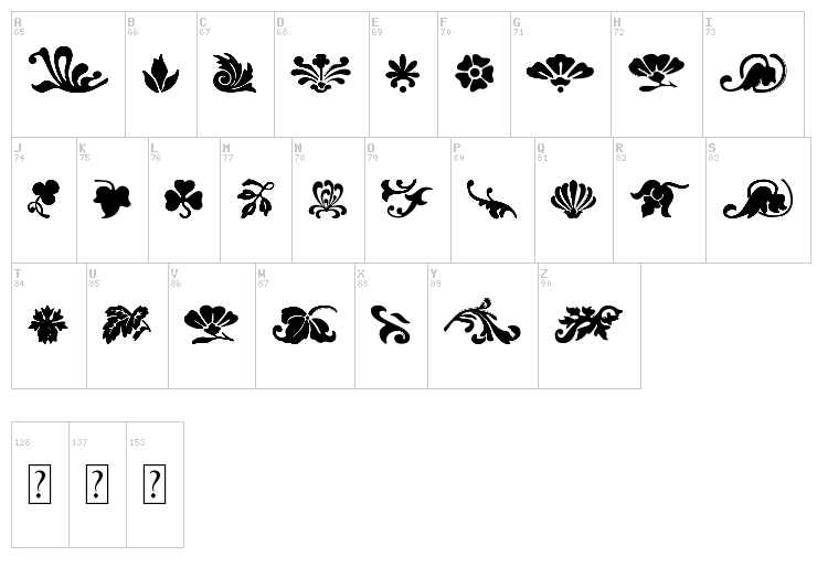 Fleurs Font font map